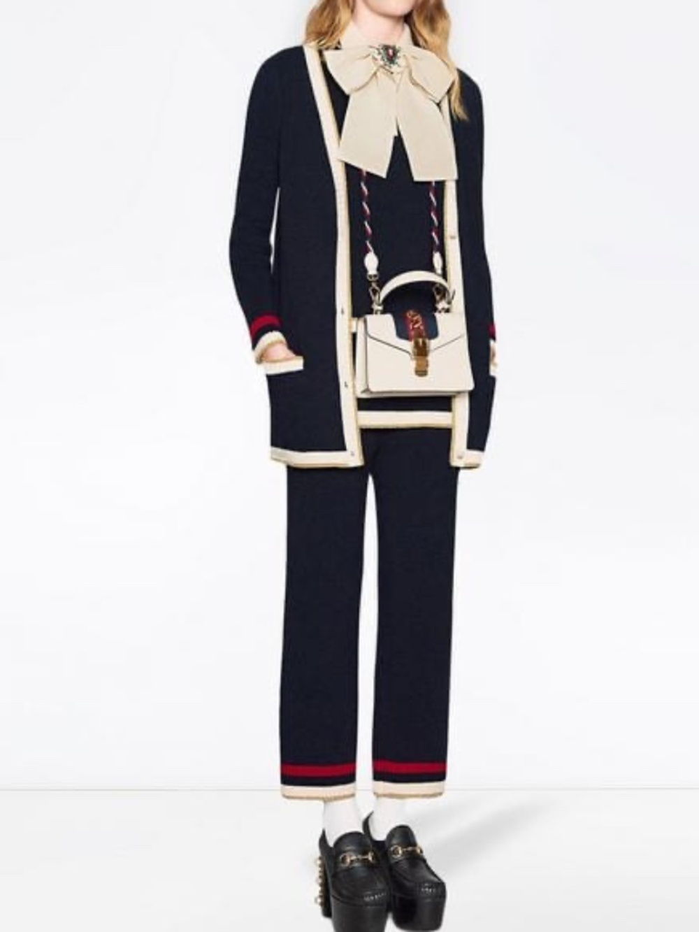 Cardigan sweater with beaded and embroidered design